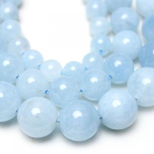 Chalzedon Perle, rund, DIY & verschiedene Größen vorhanden, blau, verkauft von Strang[