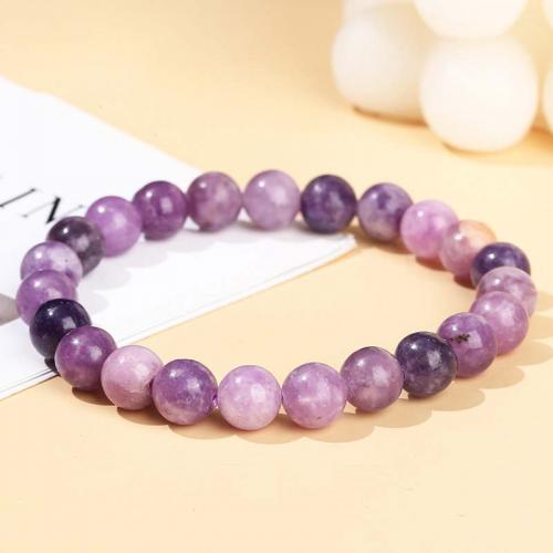 Gemstone Bracelets, Natural Lepidolite, Round, fashion jewelry & Unisex purple Approx 18 cm 