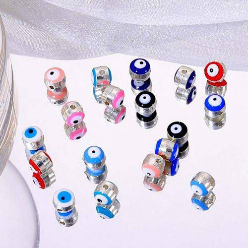 Zinc Alloy Evil Eye Beads, Round, silver color plated, DIY & enamel 5mm [