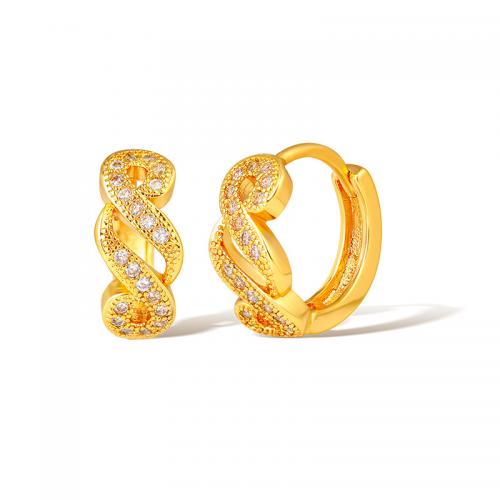Cubic Zirconia Micro Pave Brass Earring, plated, micro pave cubic zirconia & for woman, Champagne 