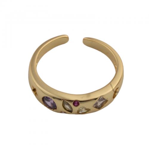 Cubic Zirconia Micro Pave Brass Finger Ring, fashion jewelry & Unisex & micro pave cubic zirconia, golden, inner diameter 18mm 