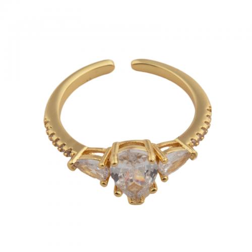 Cubic Zirconia Micro Pave Brass Finger Ring, fashion jewelry & micro pave cubic zirconia & for woman, golden, inner diameter 18mm 