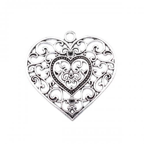 Zinc Alloy Heart Pendants, antique silver color plated, fashion jewelry & DIY & hollow 
