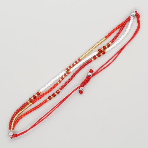 Bracelets Bijoux en verre, Seedbead, avec corde de coton, fait à la main, trois couches & Longueur réglable & bijoux de mode & unisexe, plus de couleurs à choisir Environ 11.02 pouce, Vendu par PC
