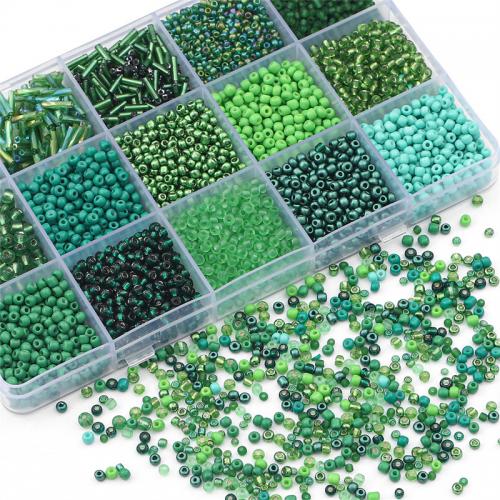 Perles de rocaille opaque verre teint, avec Boîte en plastique, Un signe rond., DIY & 15 cellules, plus de couleurs à choisir Vendu par boîte