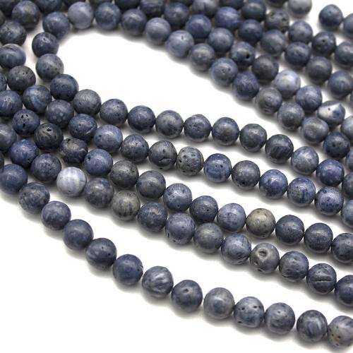 Perles en corail naturel, Rond, DIY & normes différentes pour le choix, bleu, Vendu par brin[