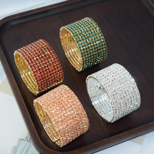 bracelet en alliage zinc à stras ,, alliage de zinc, Placage, bijoux de mode & pour femme & avec strass, plus de couleurs à choisir, Diameter :5.5cm, width 3.5cm., Vendu par PC