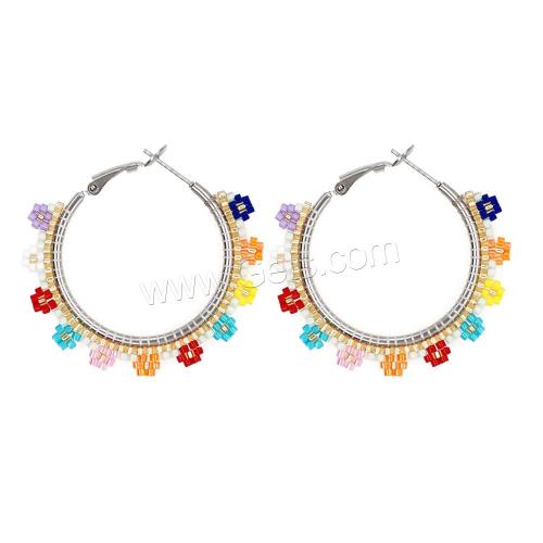 Glass Seed Beads Earring, Seedbead, with Zinc Alloy, Donut, plated, fashion jewelry & for woman 
