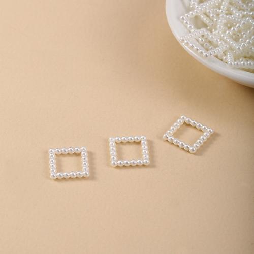 Perles en plastique ABS, Carré, DIY, blanc, 12mm, Vendu par PC