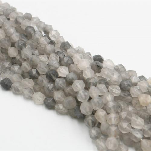 Gemischte Farbe Quarz Perlen, Cloud-Quarz, Star Cut Faceted & DIY & verschiedene Größen vorhanden, grau, verkauft von Strang