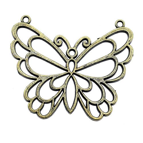 Zinc Alloy Hollow Pendants, Butterfly, plated, vintage & fashion jewelry & DIY & double-hole 