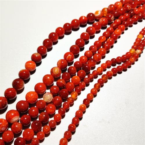 Natürlich rote Achat Perlen, Roter Achat, rund, DIY & verschiedene Größen vorhanden, rot, Länge:ca. 38 cm, verkauft von Strang