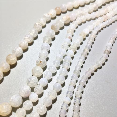 Natürliche Weiße Achat Perlen, Weißer Achat, rund, DIY & verschiedene Größen vorhanden, weiß, Länge:ca. 38 cm, verkauft von Strang