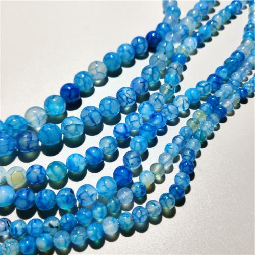 Natürliche Drachen Venen Achat Perlen, Drachenvenen Achat, rund, DIY & verschiedene Größen vorhanden, blau, Länge:ca. 38 cm, verkauft von Strang