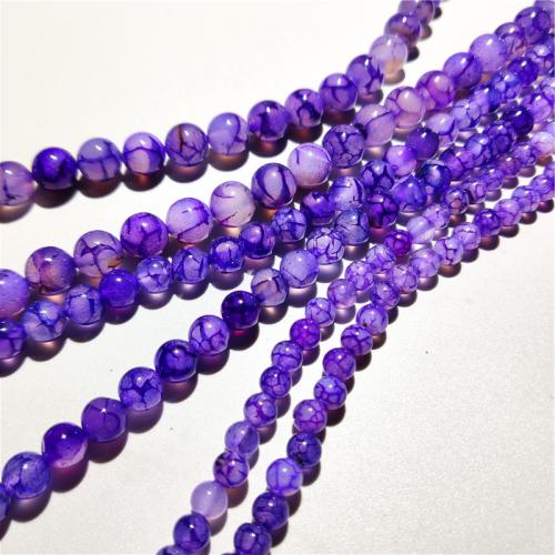 Natürliche Drachen Venen Achat Perlen, Drachenvenen Achat, rund, DIY & verschiedene Größen vorhanden, violett, Länge:ca. 38 cm, verkauft von Strang