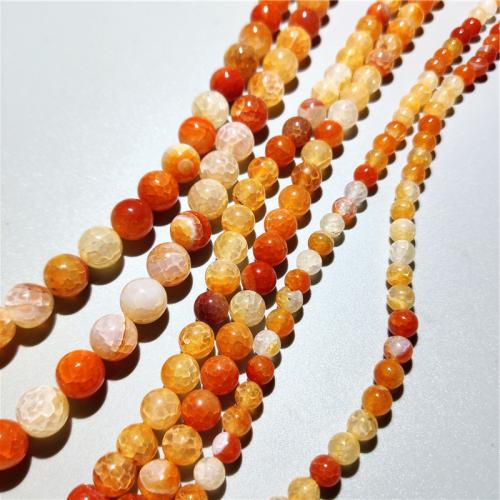 Natural Dragon Veins Agate Beads, Round, DIY orange Approx 38 cm 