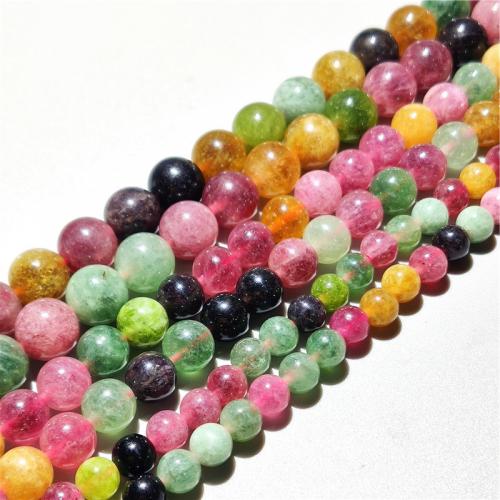 Natürlicher Turmalin Perlen, rund, DIY & verschiedene Größen vorhanden, gemischte Farben, Länge:ca. 38 cm, verkauft von Strang