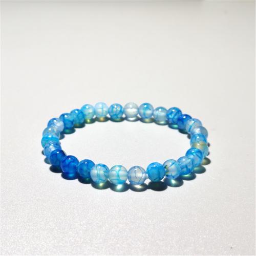 Dragon Veins Agate Bracelets, Round, fashion jewelry & Unisex blue Approx 18 cm 