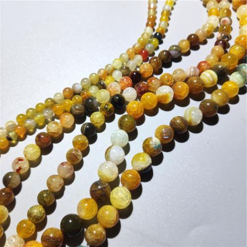 Perles agate veines de dragon naturelles, Rond, DIY & normes différentes pour le choix, Jaune Environ 38 cm, Vendu par brin