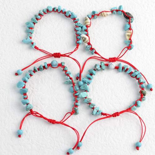 Nylon Cord Bracelets, with turquoise & Shell, fashion jewelry Bracelet 15-30cm 