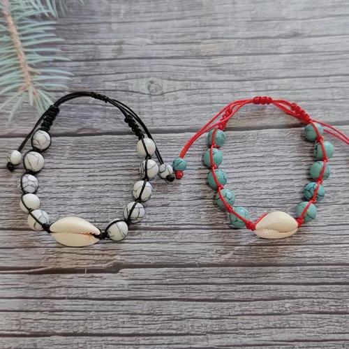 Nylon Cord Bracelets, with turquoise & Shell, fashion jewelry Bracelet 15-30cm 