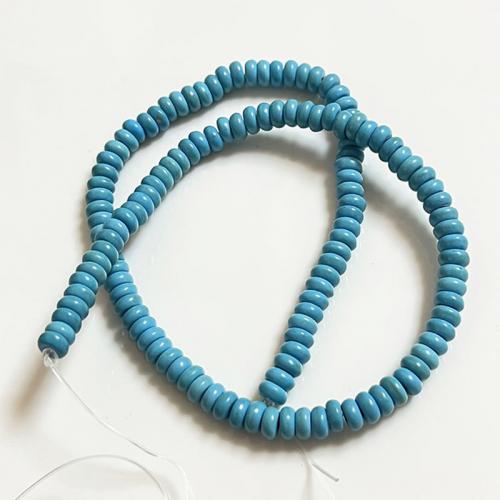 Perles en Turquoise naturelle, Plat rond, DIY, bleu Environ 38 cm, Vendu par brin