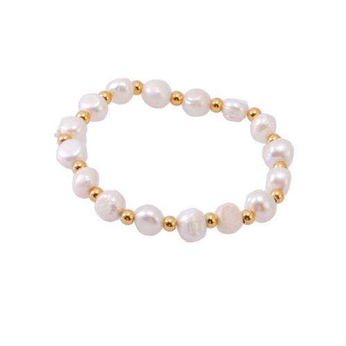 Cultured Freshwater Pearl Bracelets, 304 Stainless Steel, with Freshwater Pearl, handmade, for woman, white 