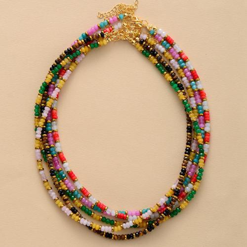 Jade collar, con aleación de zinc, chapado en color dorado, Joyería & para mujer, más colores para la opción, longitud:aproximado 16 Inch, Vendido por UD