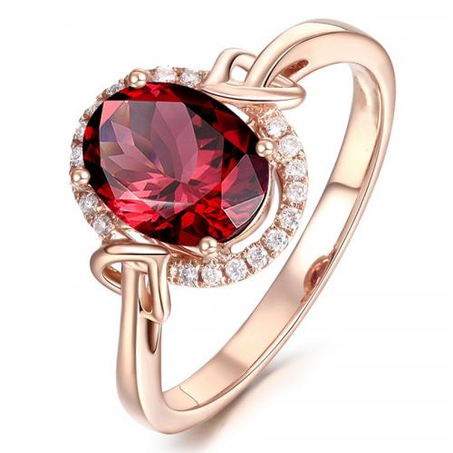 Латунное кольцо с стразами, Латунь, плакированный цветом розового золота, ювелирные изделия моды & разный размер для выбора & Женский & со стразами, красный, не содержит никель, свинец, продается PC