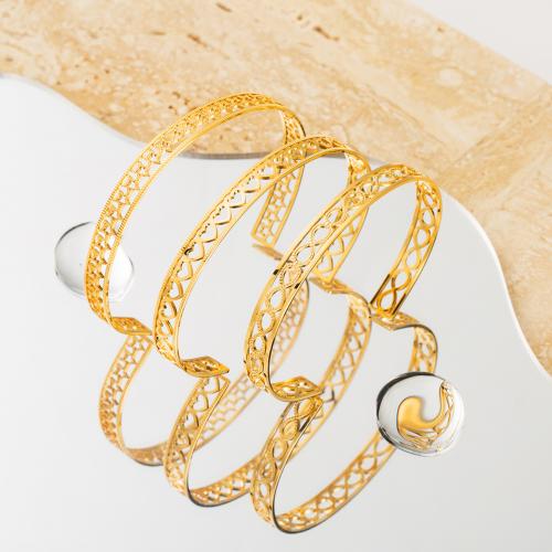 Stainless Steel Cuff Bangle, 304 Stainless Steel, 18K gold plated, fashion jewelry & for woman, golden, Inner Approx 55mm 