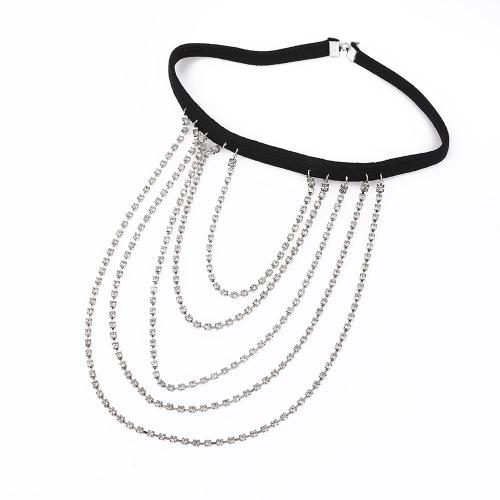 Zinc Alloy Leg Chain, multilayer & for woman & with rhinestone 