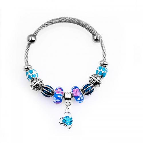 Zinc Alloy European Bracelets, with Lampwork, fashion jewelry & for woman, Inner Approx 55mm [