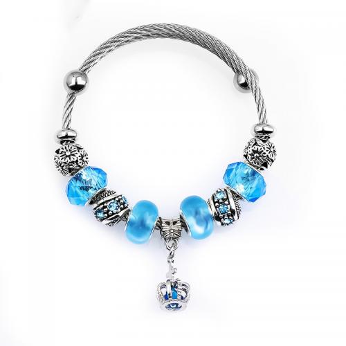 Zinc Alloy European Bracelets, with Resin, fashion jewelry & for woman, blue, Inner Approx 55mm [