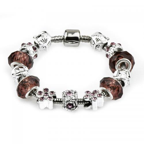 Zinc Alloy European Bracelets, with Crystal & Lampwork, fashion jewelry & for woman [