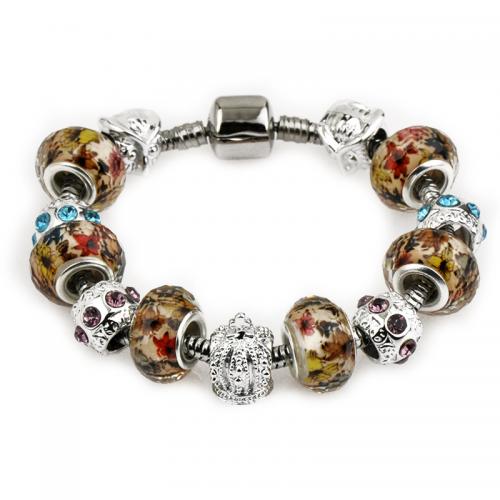Zinc Alloy European Bracelets, with Crystal & Lampwork, fashion jewelry & for woman [