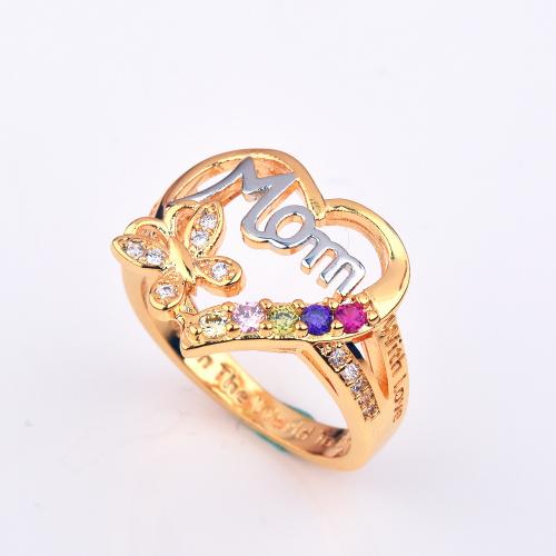 Rhinestone Brass Finger Ring, Heart, plated, fashion jewelry & for woman & with rhinestone & hollow, mixed colors, nickel, lead & cadmium free 