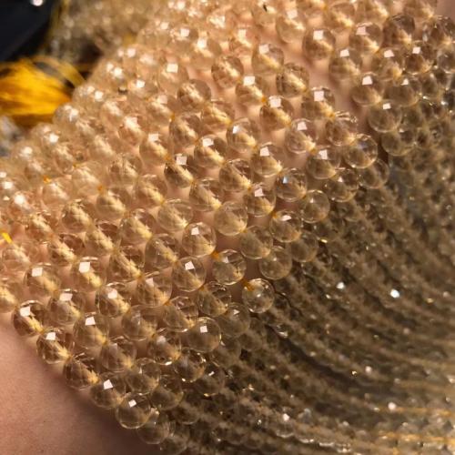 Citrin Naturperlen, Gelbquarz Perlen, rund, poliert, DIY & verschiedene Größen vorhanden & facettierte, gelb, Länge:ca. 38 cm, verkauft von Strang