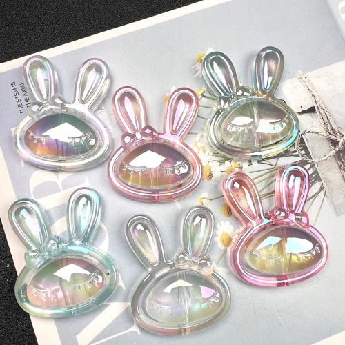 Plating Acrylic Beads, Rabbit, colorful plated, DIY, mixed colors Approx 