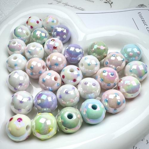 Plating Acrylic Beads, Round, colorful plated, DIY & enamel, mixed colors, 16mm, Approx 