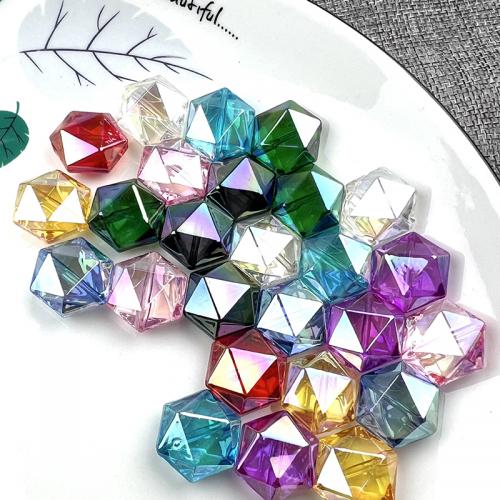 Plating Acrylic Beads, Polygon, AB color plated, DIY, mixed colors Approx 