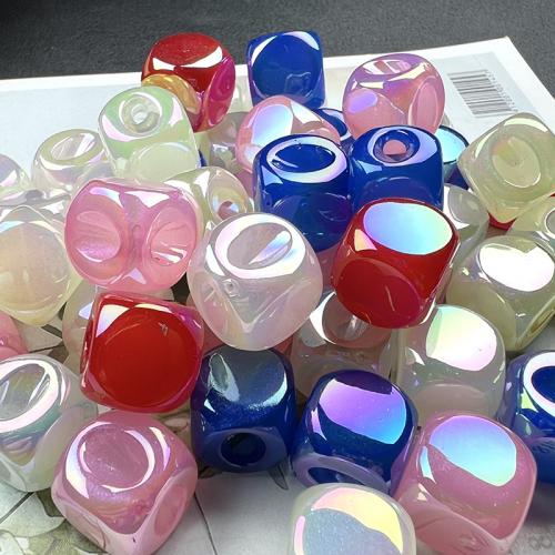 Plating Acrylic Beads, Square, colorful plated, DIY & luminated, mixed colors, 14mm, Approx 