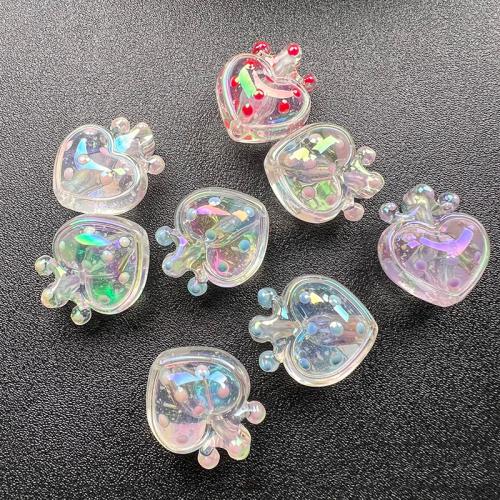 Plating Acrylic Beads, Heart, colorful plated, DIY & luminated & enamel, mixed colors Approx 