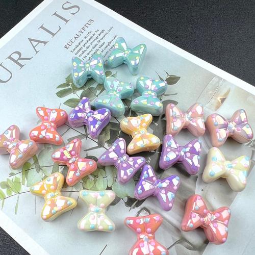Plating Acrylic Beads, Bowknot, colorful plated, DIY & luminated, mixed colors, 20mm, Approx 