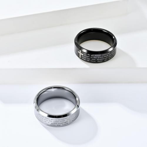 Tungsten Steel Finger Ring, polished, fashion jewelry & Unisex width 8mm 