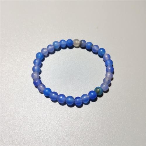 Agate Bracelets, Blue Agate, Round, fashion jewelry & Unisex blue Approx 18 cm 