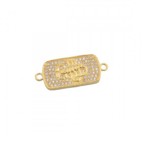 Cubic Zirconia Micro Pave Brass Connector, plated, DIY & micro pave cubic zirconia, gold Approx 2mm 
