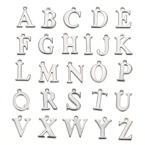 Edelstahl Buchstaben Anhänger, 304 Edelstahl, poliert, DIY, keine, 11x10mm, 20PCs/Tasche, verkauft von Tasche