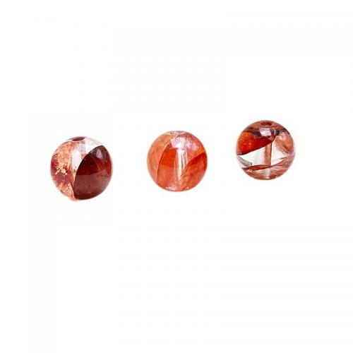 Single Gemstone Beads, Red Marble Glue Stone, Round, DIY 