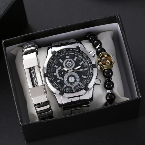 Zinc Alloy Watch Bracelet, with Glass, Round, plated, Chinese movement & for man 