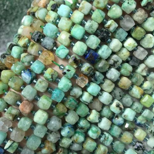 Jaspis Stein Perlen, Lapislazuli Phönix, Quadrat, poliert, DIY & facettierte, gemischte Farben, Length about 6-7mm, Länge:ca. 38 cm, verkauft von Strang